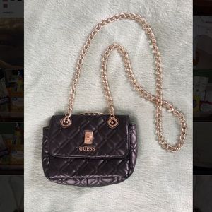 GUESS Black Quilted Chain Purse